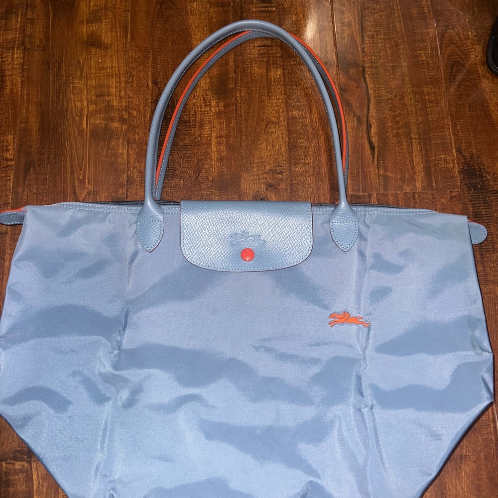 Vibrant Blue and Orange Tote Bag with Spacious Design
